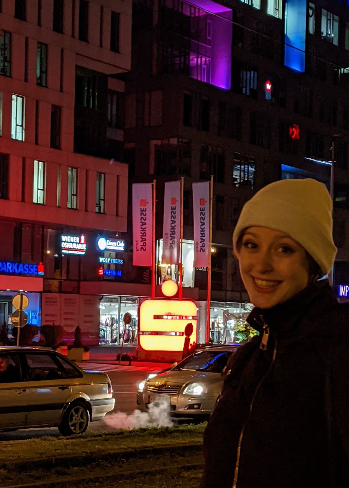 Eliana smiling on the streets of Sarajevo