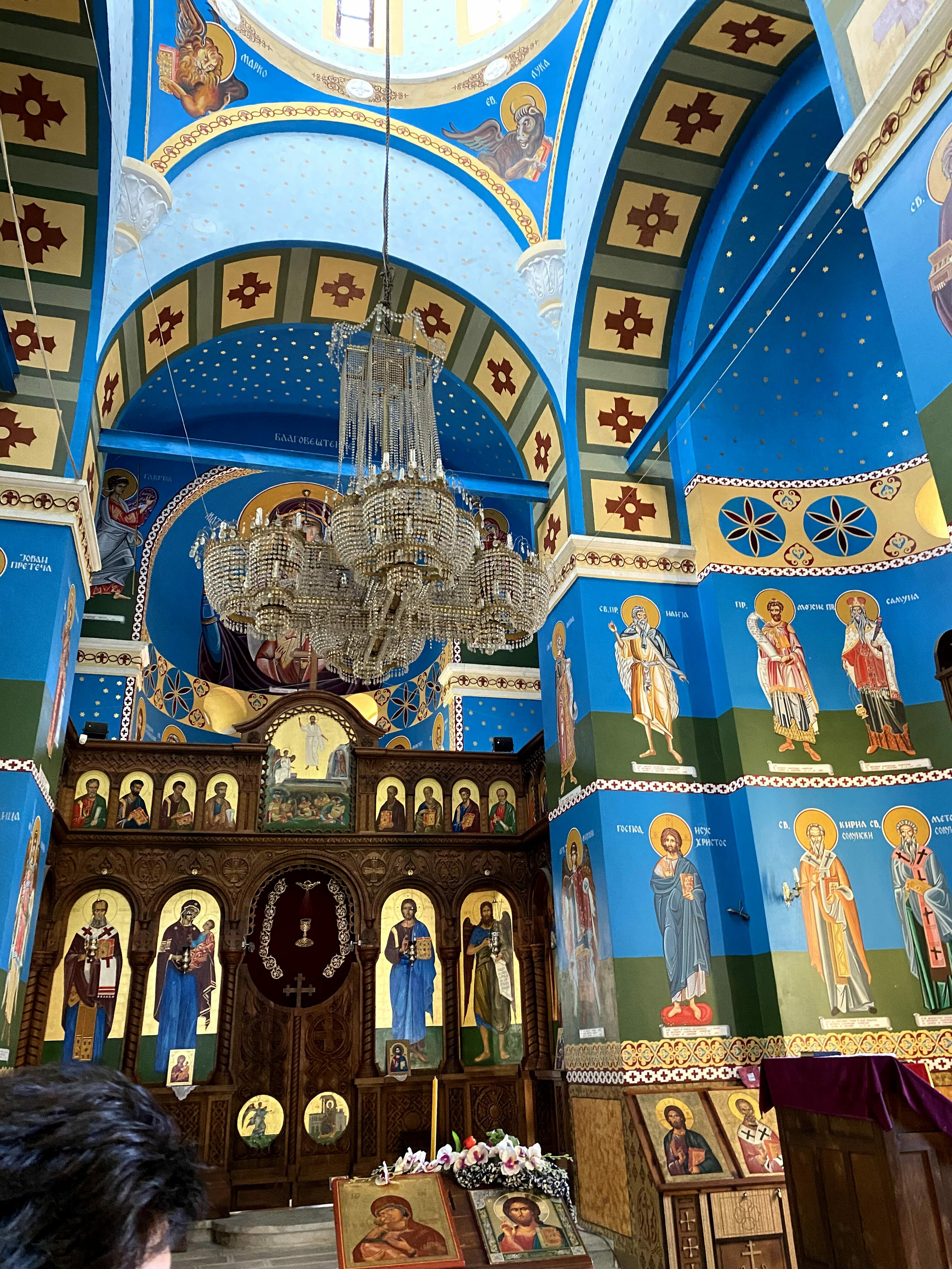 The colorful interior of an orthodox church