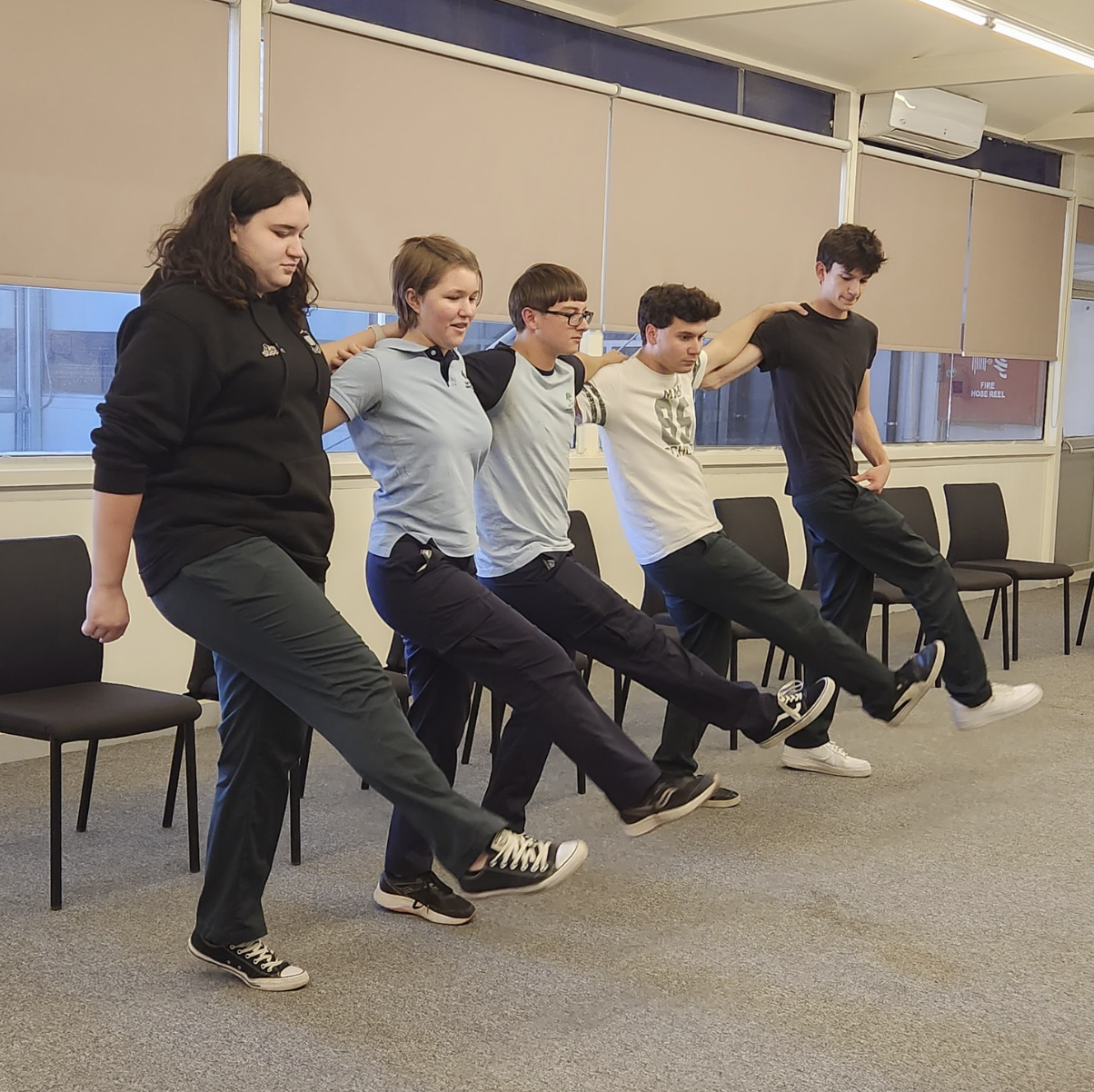 YES Abroad students dancing in a line in Jordan