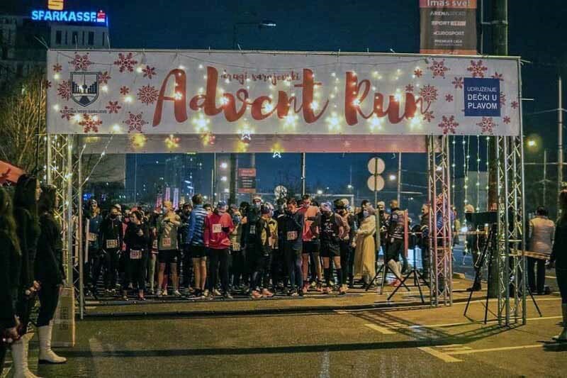 The starting line of a road race