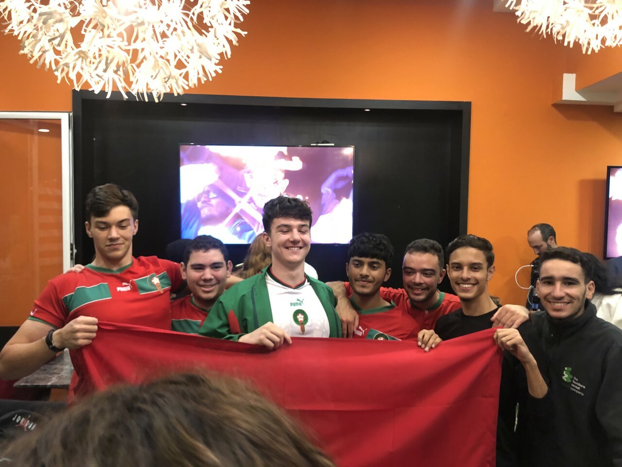 Students Pose With The Moroccan Flag